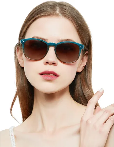 Vista 2 de Bircenpro Gafas de sol polarizadas para mujer con protección UV - Persianas grandes de moda con marco de acetato BC2110