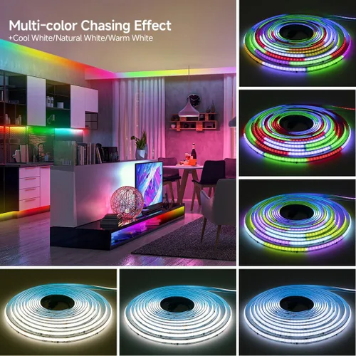 Vista 7 de BTF-LIGHTING 16.4FT WS2814 IC RGBW 3000K DC24V COB LED Strip Light Kit