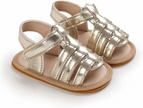 Vista 4 de LAFEGEN Sandalias de verano para bebés y niñas con 2 correas, suela suave, antideslizantes, zapatos de playa para bebés y niños pequeños, zapatos