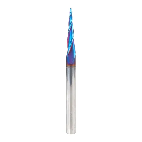 Vista 10 de Amana Tool 46286-K Brocas de enrutador CNC en espiral de corte de carburo para plástico, madera 2D/3D tallado 3.6 grados punta de bola de ángulo