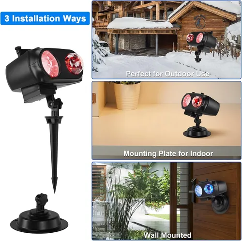 Vista 3 de HAKUTA Luces de Proyector de Navidad, Proyector LED de Efecto de Olas del Mar HD con 10 Diapositivas HD (Olas de Océano 3D + Patrones) y Control
