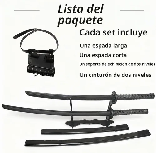 Vista 2 de 2PCS Polypropylene Plastic Training Martial Sword，Black Practice Katana Sword with Sheath，Training Katana for Practice，with Belt and Stand