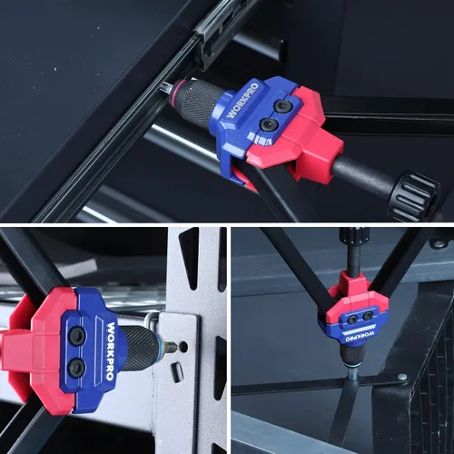 Vista 8 de WORKPRO Nutsert - Herramienta de tuerca remachadora de 16 pulgadas, kit de herramientas de remache con 11 mandriles métricos y SAE, kit surtido
