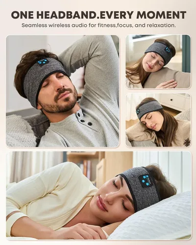 Vista 9 de Audífonos para Dormir con Diadema Bluetooth, Audífonos para Dormir con Diadema Deportiva, Audífonos para Dormir de Larga Duración con Altavoces