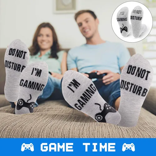 Vista 8 de Calcetines de juegos Do Not Disturb, calcetines para jugadores, regalos divertidos para adolescentes, niños, hombres, mujeres, padre, papá, banda