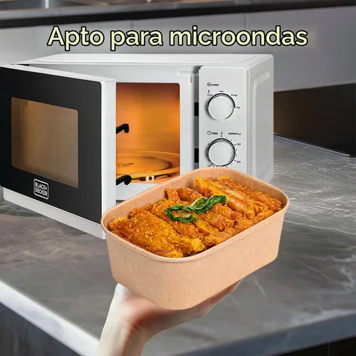 Vista 5 de Paquete de 50 recipientes de alimentos de papel Kraft, 25 onzas
