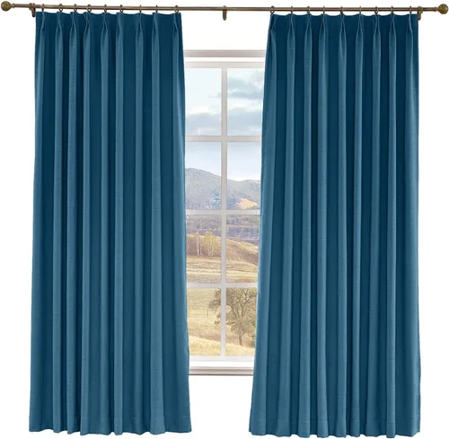 Vista 20 de Macochico Cortinas opacas de lino sintético de 52 pulgadas de ancho x 63 pulgadas de largo, panel de cortinas plisadas para dormitorio, aulas