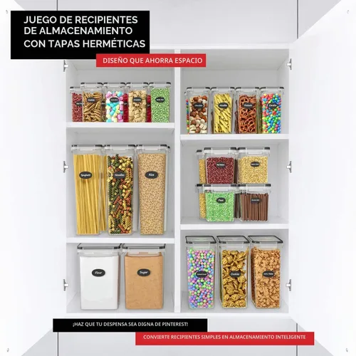 Vista 2 de DWËLLZA KITCHEN Juego de recipientes herméticos para almacenamiento de alimentos, 8 piezas, 1.4 litros, recipientes de almacenamiento de plástico