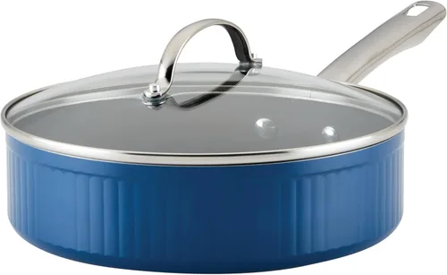 Vista 10 de Farberware Style - Cacerola antiadherente con tapa, 3 cuartos de galón, color azul