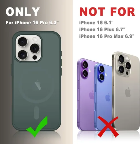 Vista 250 de Funda para Google Pixel 10 Pro XL, cubierta magnética mate, color negro Fit for MagSafe, Screen Protector included, Shockproof Military Grade