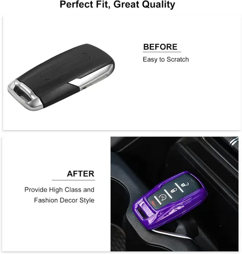 Vista 5 de RT-TCZ Funda para Llavero Estuche Cubierta Bolsa Porta Llaves Carcasa de Protección Accesorios para Dodge RAM 2018-2022, Morado