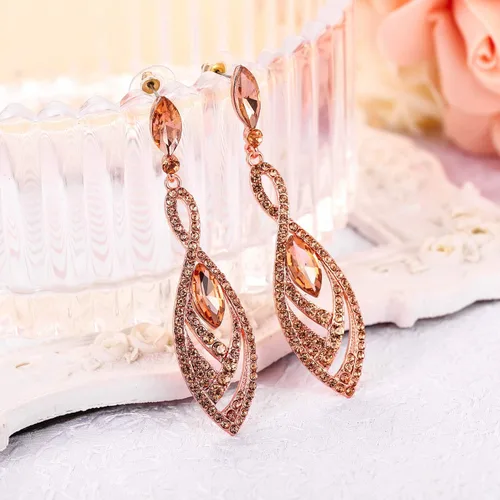 Vista 4 de BriLove Pendientes colgantes de cristal para mujer, con forma de lágrima, de moda, Cristal