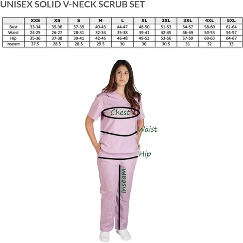 Vista 4 de M&M Scrubs - Conjunto de uniforme médico para mujer, cuello en V y pantalones médicos