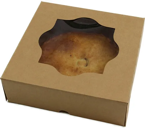 Vista 5 de Global Sugar Art Caja de panadería marrón de 8 x 8 x 2.5 pulgadas para tartas, galletas, pasteles, brownies, quiche y todos los productos horneados.