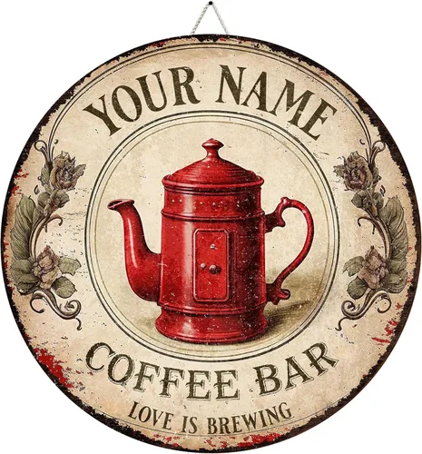 Vista 24 de Artsy Woodsy Letrero personalizado de madera para cafetería, placa de pared para decoración de cocina, regalos personalizados para amantes del café