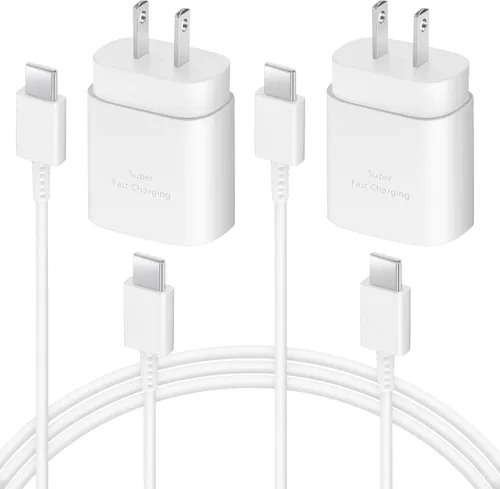 Vista 10 de AISNI Cargador USB C, paquete de 2 cargadores tipo C de 25 W, carga rápida con cable de carga USBC de 6 pies, carga de teléfono Android para Galaxy