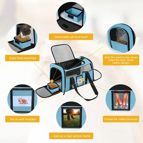 Vista 4 de Transportador para gatos, transportadores para perros aprobados por aerolíneas para perros pequeños, gatitos, transportadores para gatos pequeños