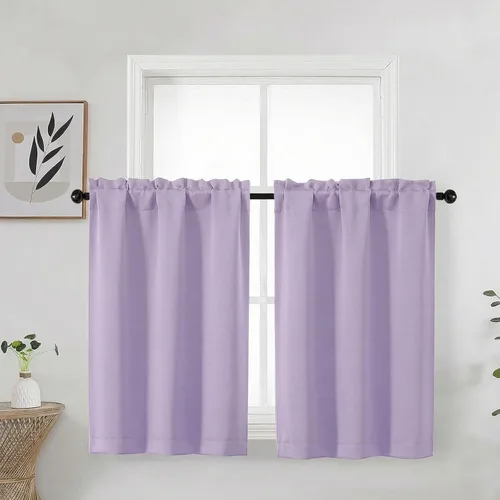 Vista 12 de Aqua Cafe - Juego de 2 paneles de cortinas opacas de 24 pulgadas de largo, con aislamiento térmico suave y sólido, para ventanas de baño, sótano