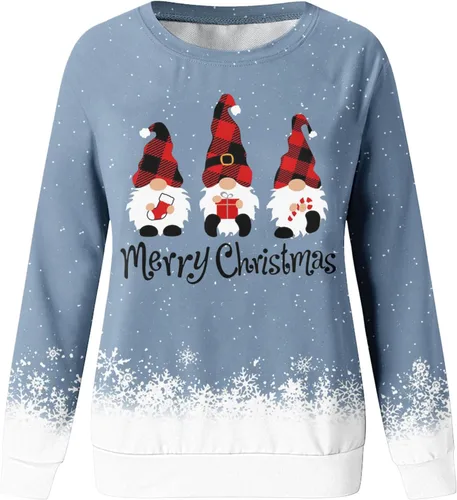 Vista 4 de Sudadera de impresión de Navidad para mujer Top Navidad de manga larga casual con capucha de manga larga Negro del viernes