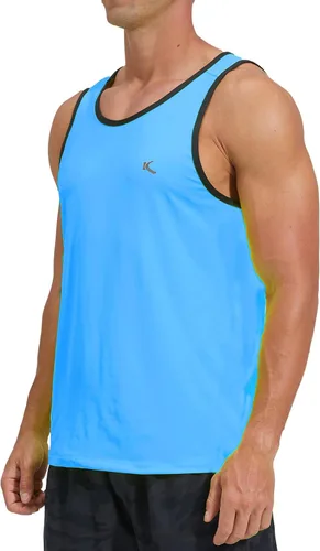 Vista 2 de KPSUN Camisetas deportivas sin mangas para hombre, de secado rápido, para gimnasio, fisicoculturismo, fitness, para playa, correr, entrenamiento