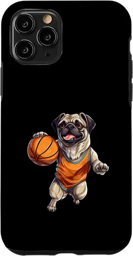 Vista 10 de Funda de diseño de baloncesto para iPhone 14 Cool Pug Playing