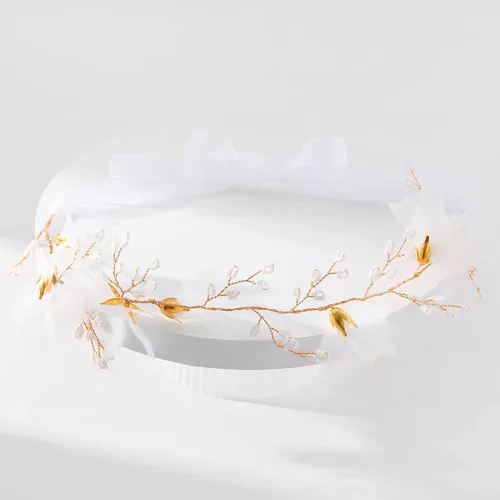 Vista 6 de Tocado de elfo de novia de flores, accesorios para el cabello, diadema de hadas, joyería para mujer