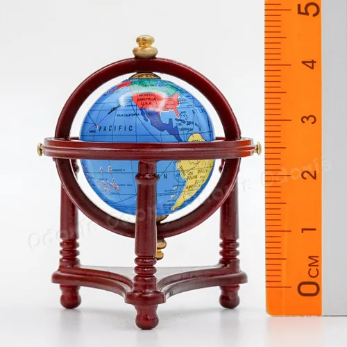 Vista 6 de Odoria Accesorios de decoración de casa de muñecas con globo mundial en miniatura, 1/12, marrón rojizo