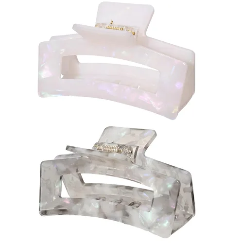 Vista 15 de Pinzas para el cabello de 3 pulgadas, diseño francés, pinza rectangular para el cabello para mujeres, damas y madres (paquete de 2)