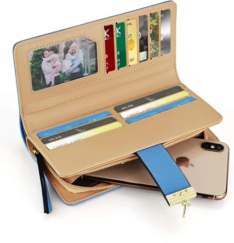 Vista 2 de PGXT Women's Long Leather Card Holder Purse Zipper Buckle Elegant Clutch Wallet 1