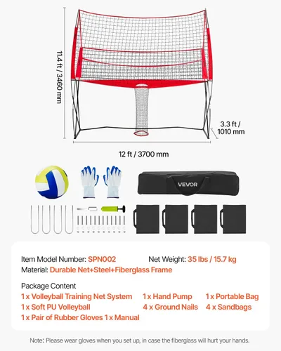 Vista 7 de VEVORAdjustable Height Badminton Net Set for Backyard Beach Lawn, Outdoor Portable Volleyball Net with Carrying Bag, 4 Square Quick Assemble Game