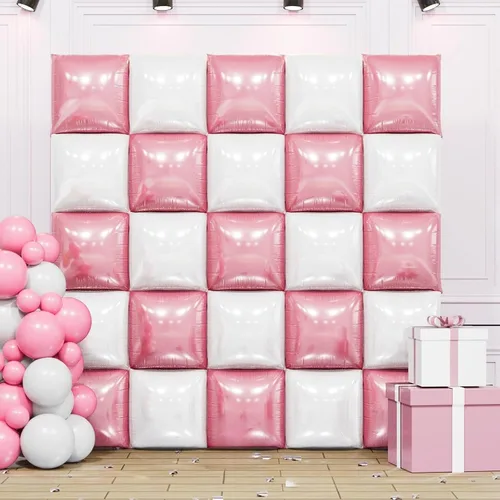 Vista 15 de Globos cuadrados metálicos dorados y negros de doble cara para pared, globos de aluminio cromado de 19 pulgadas, kit de arco de túnel para despedida