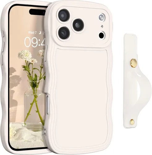 Vista 21 de GUAGUA Funda para iPhone SE 2022/2020, Funda para Teléfono iPhone 7/8 Diseño Lindo de Forma de Onda Rizada TPU Suave con Correa de Muñeca Soporte