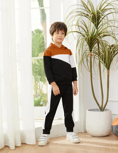 Vista 4 de Conjunto de 2 piezas de sudadera con capucha de manga larga y pantalones para bebé niño
