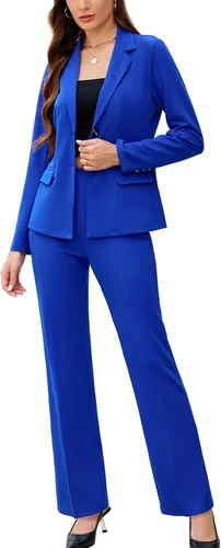 Vista 7 de Women's 2 Piece Suits Business Casual Outfits Long Sleeve Solid Pantsuits Professional Office Work Sets