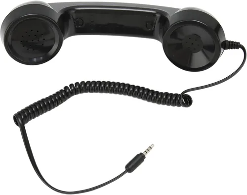 Vista 4 de Teléfono retro auricular, receptor de teléfono celular de mano operación a prueba de radiación para computadoras (negro)