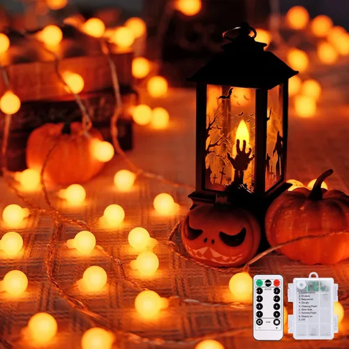 Vista 24 de JMEXSUSS Luces de Cuerda de Globo, Luces de Navidad Rojas y Blancas, Enchufe de 100 LED Globe String Lights Plug in with Remote, 33 ft 8 Modes