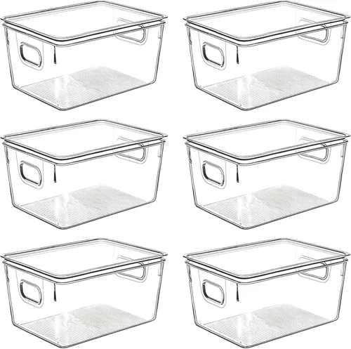 Vista 9 de Contenedores de almacenamiento de plástico transparente con tapas, perfectos para organización de cocina o organización y almacenamiento