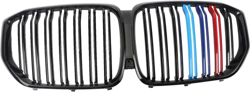 Vista 15 de Parrilla de riñón para parachoques delantero, color negro brillante, compatible con BMW X5 E70 X6 E71 2007-2014 doble listón doble línea