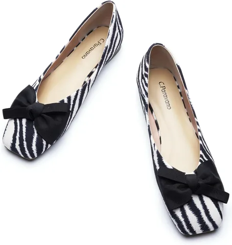 Vista 14 de C.Paravano Zapatos de Ballet para Mujer Zapatos Planos con Punta Cuadrada Zapatos Mary Jane Zapatos de Diseño para Mujer Negro Nueva Patente