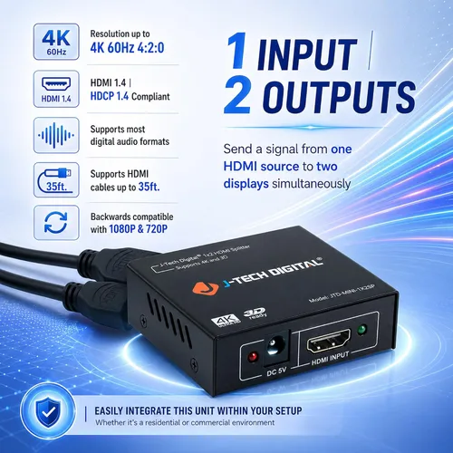 Vista 2 de J-Tech Digital, divisor de potencia, versión 1.3 certificado con Deep Color y HD Audio