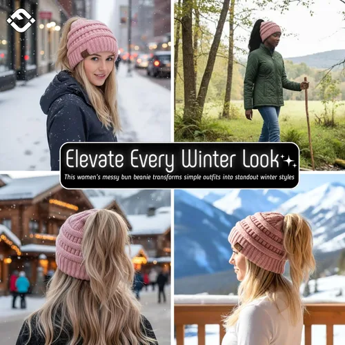 Vista 142 de Funky Junque - Gorro para mujer con ranura para cola de caballo