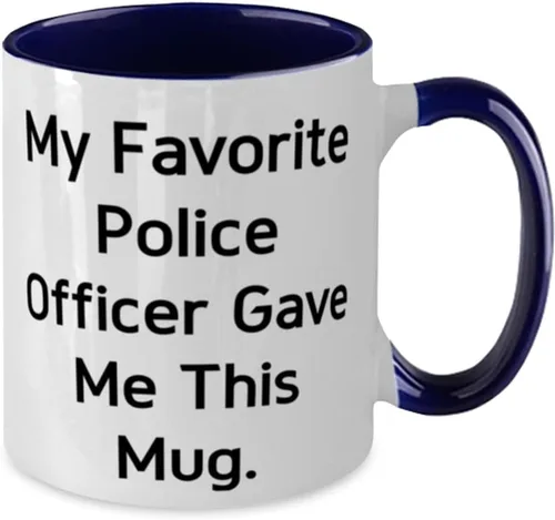 Vista 2 de Joke Police officer Gifts, My Favorite Police Officer Gave, Police officer Two Tone 11oz Mug From Team Leader, Cup For Coworkers, Police gifts, Cop