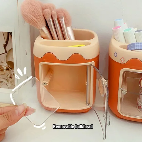 Vista 6 de MLAFE Kawaii Portalápices de Cerdo Lindo Cubo de Almacenamiento de Cosméticos Kawaii Cubo de Almacenamiento Multifuncional Cubo de Papelería de Azul