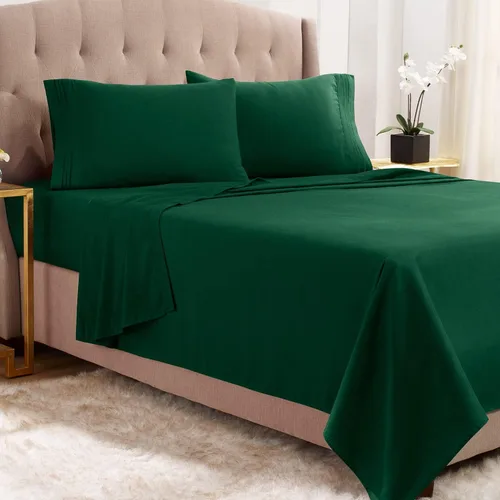 Vista 27 de Juego de sábanas de lujo Juego de cama de lujo, bolsillo extra profundo Juego de sábanas ajustable, sábana de arriba y 2 fundas de almohada, ropa