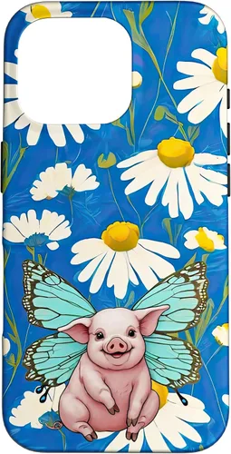 Vista 20 de Adorable Pig Piglet with Butterfly Wings Daisy Flower Sweet Case for iPhone 17