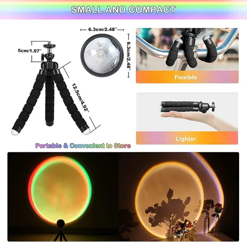 Vista 7 de Proyección de lámpara de puesta de sol, proyector de lámpara de luz solar de la hora dorada, lámpara de pie con control remoto, luz nocturna que