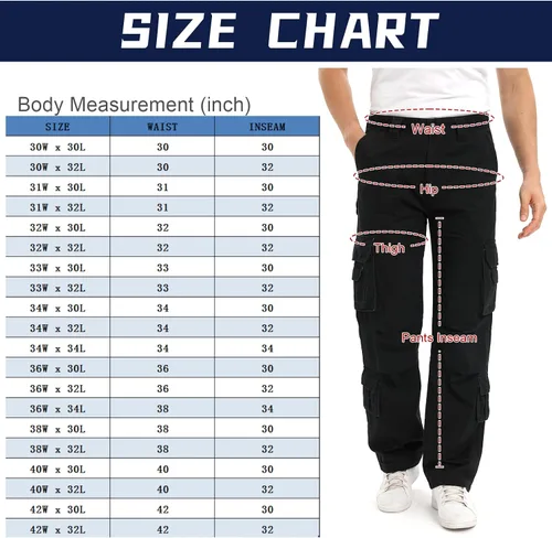 Vista 7 de Lovecandy Pantalones cargo para hombre pantalones tácticos con 8 bolsillos pantalones cargo salvajes pantalones cargo holgados para hombre