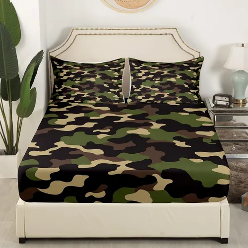 Vista 3 de Erosebridal Juego de ropa de cama de camuflaje para niños, sábanas de camuflaje militar, tamaño individual para adolescentes, jóvenes, adultos