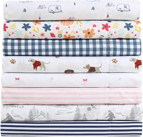 Vista 8 de Eddie Bauer Kids - Juego de sábanas individuales con sábana bajera y funda de almohada Big Foot Senderismo Blanco