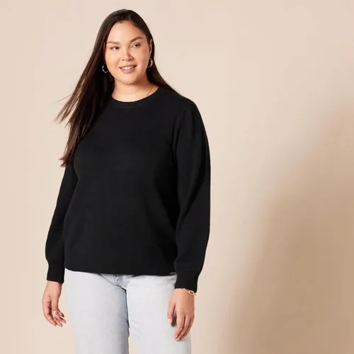 Vista 6 de Tienda Essentials - Suéter de cuello redondo con hombros plisados suave al tacto para mujer